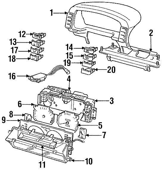 Diagram INSTRUMENT PANEL. CLUSTER & SWITCHES. for your Land Rover Discovery  
