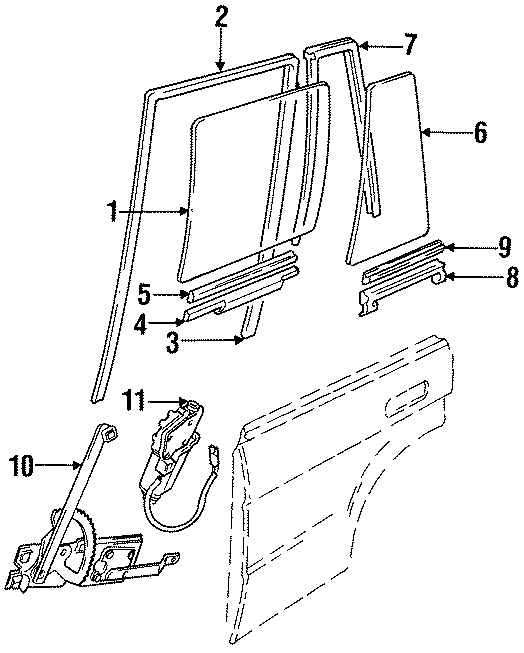 Diagram REAR DOOR. GLASS & HARDWARE. for your 2022 Land Rover Defender 110   