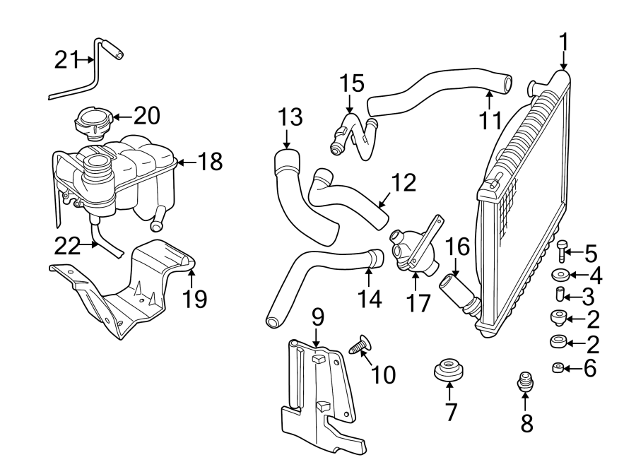 Diagram Radiator & components. for your 2015 Land Rover Range Rover Sport   