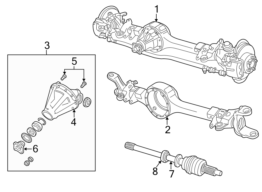 Diagram FRONT SUSPENSION. CARRIER & FRONT AXLES. for your 1997 Land Rover Range Rover   