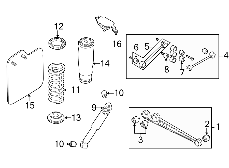 Diagram REAR SUSPENSION. SUSPENSION COMPONENTS. for your 2003 Land Rover Discovery   