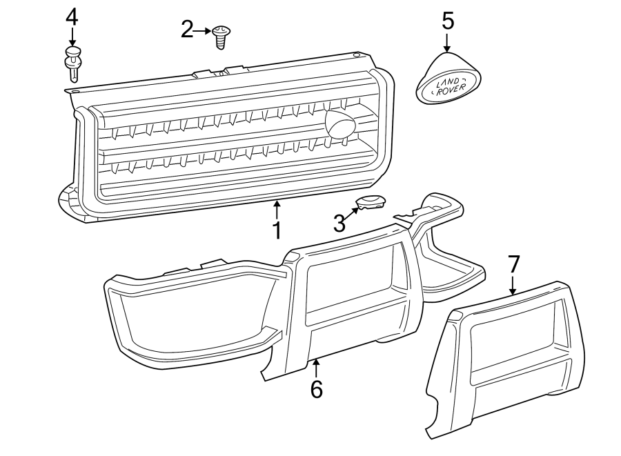 Diagram GRILLE & COMPONENTS. for your Land Rover