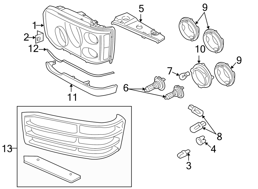 Diagram FRONT LAMPS. HEADLAMP COMPONENTS. for your 2018 Land Rover Range Rover  Supercharged Sport Utility 