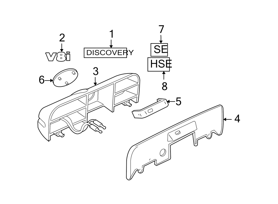 Diagram BACK DOOR. EXTERIOR TRIM. for your Land Rover