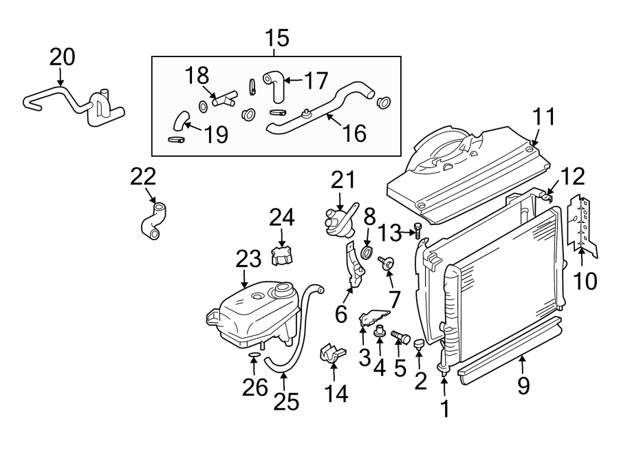 Diagram RADIATOR & COMPONENTS. for your 2019 Land Rover Range Rover Sport   