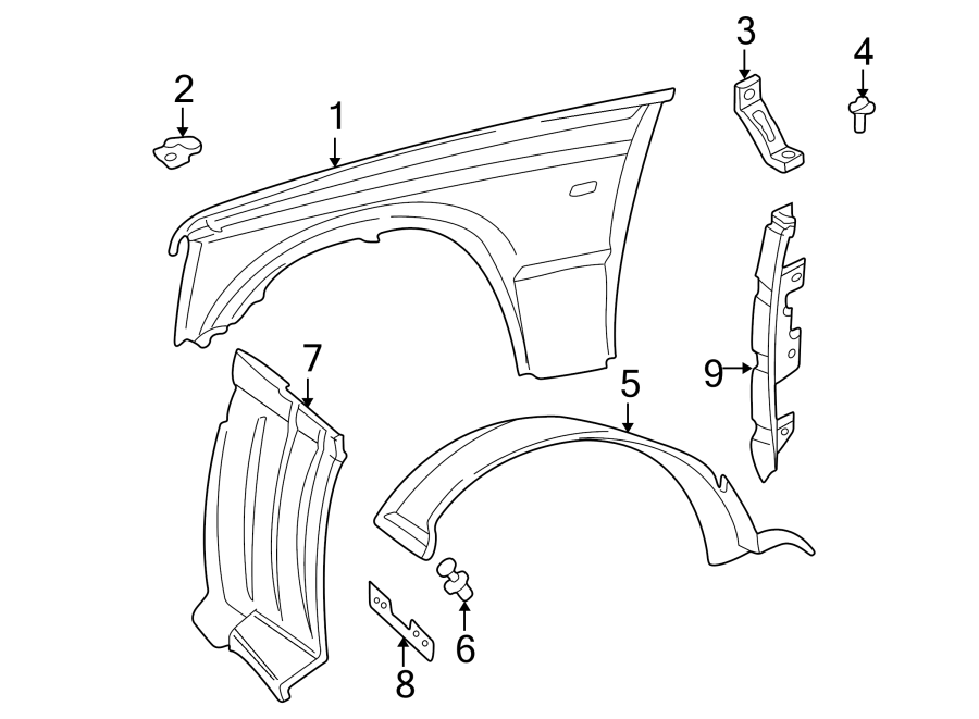 Diagram FENDER & COMPONENTS. for your Land Rover