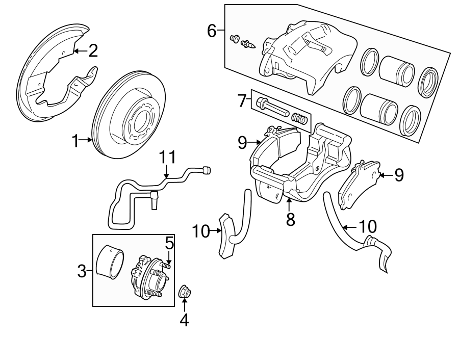 Diagram FRONT SUSPENSION. BRAKE COMPONENTS. for your 2001 Land Rover Discovery   