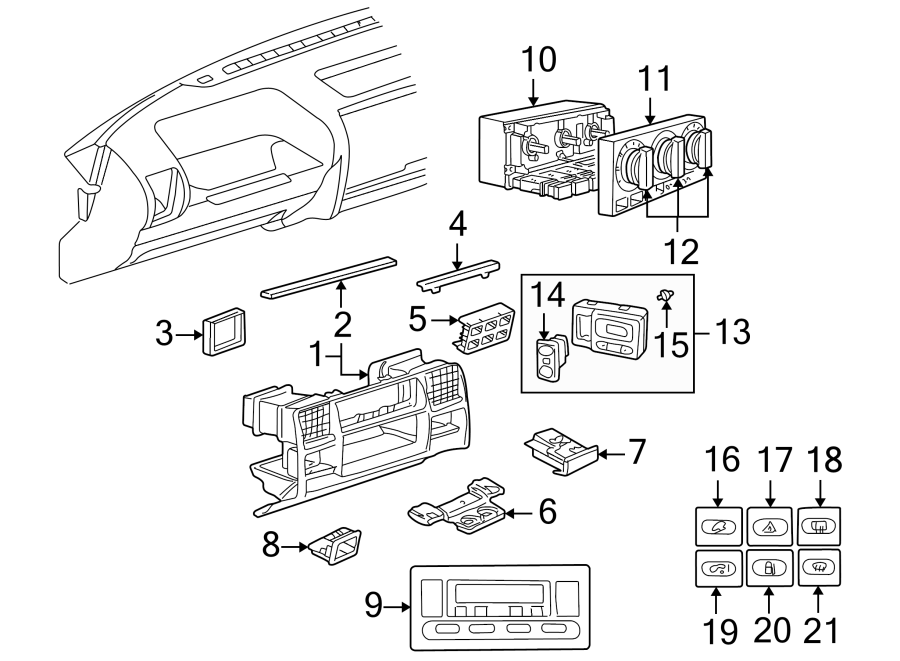 Diagram INSTRUMENT PANEL COMPONENTS. for your 2014 Land Rover LR4   