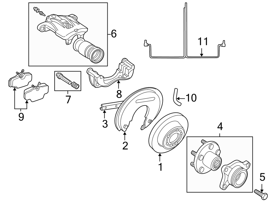 Diagram REAR SUSPENSION. BRAKE COMPONENTS. for your Land Rover Defender 90  