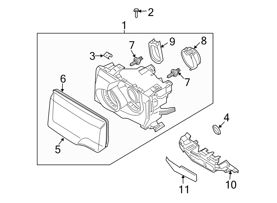 Diagram Front lamps. Headlamp components. for your 2018 Land Rover Range Rover  Supercharged Sport Utility 