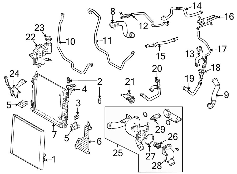 Diagram RADIATOR & COMPONENTS. for your 2015 Land Rover Range Rover Evoque   