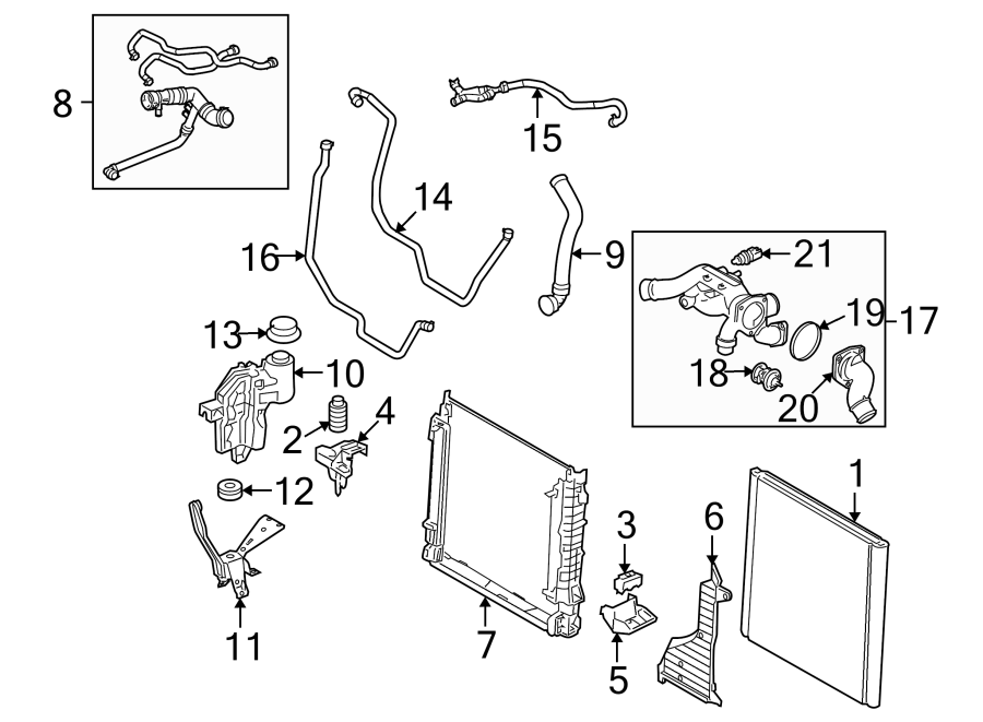 Diagram RADIATOR & COMPONENTS. for your 2013 Land Rover LR4   