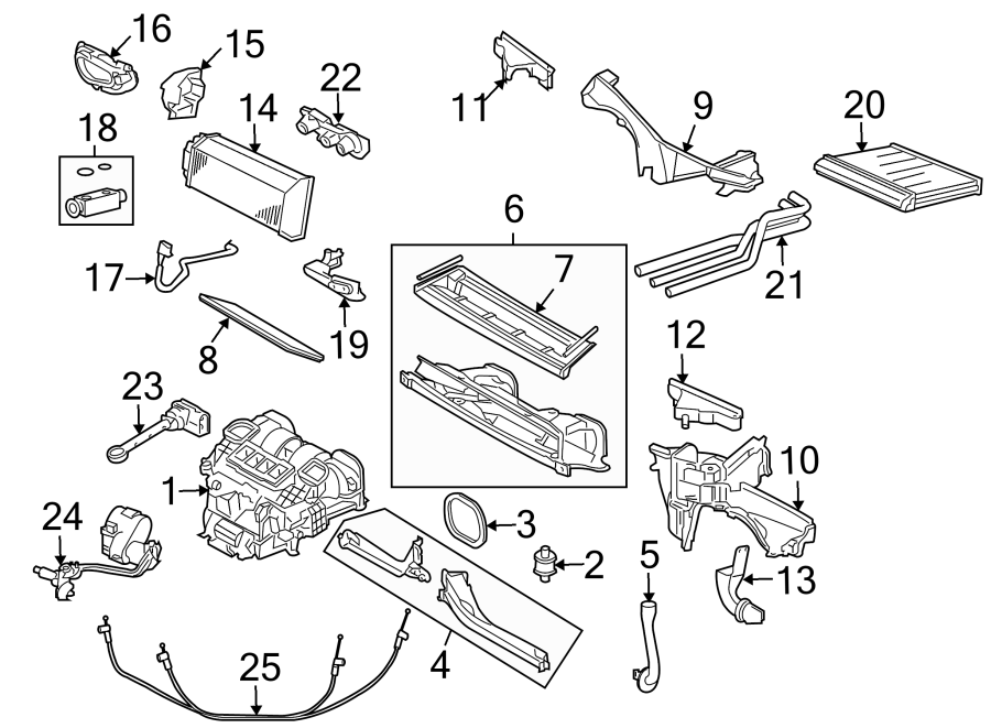 Diagram AIR CONDITIONER & HEATER. EVAPORATOR & HEATER COMPONENTS. for your 2012 Land Rover Range Rover   