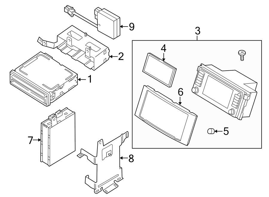 Diagram NAVIGATION SYSTEM COMPONENTS. for your 2023 Land Rover Range Rover Evoque  R-Dynamic SE Sport Utility 