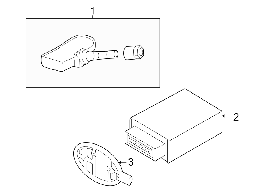 Diagram TIRE PRESSURE MONITOR COMPONENTS. for your Land Rover Range Rover  