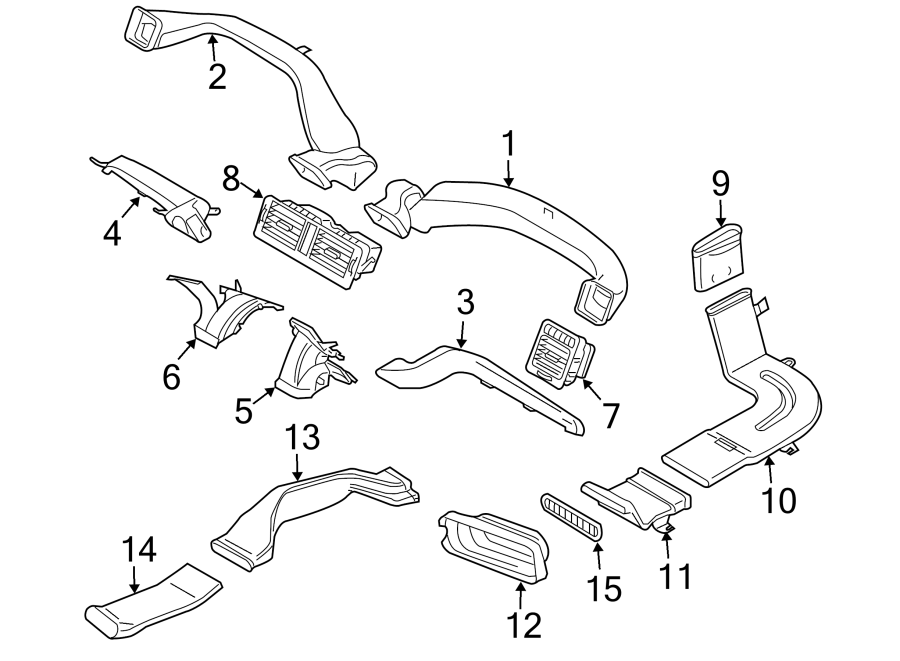 Diagram INSTRUMENT PANEL. DUCTS. for your 2006 Land Rover Range Rover   