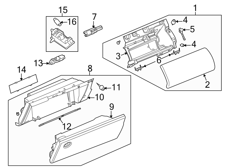 Diagram INSTRUMENT PANEL. GLOVE BOX. for your Land Rover LR2  