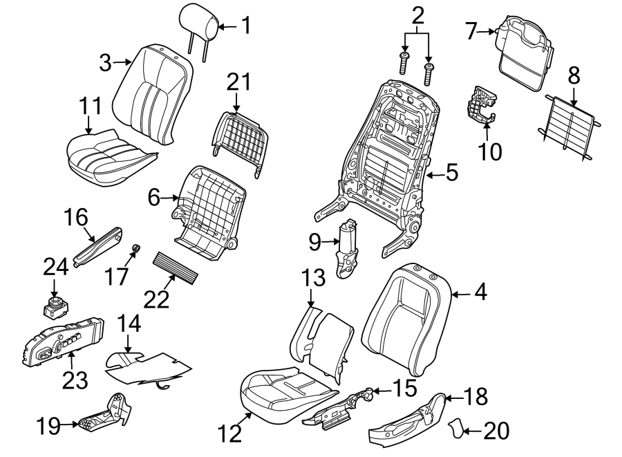 Diagram SEATS & TRACKS. FRONT SEAT COMPONENTS. for your Land Rover Range Rover  
