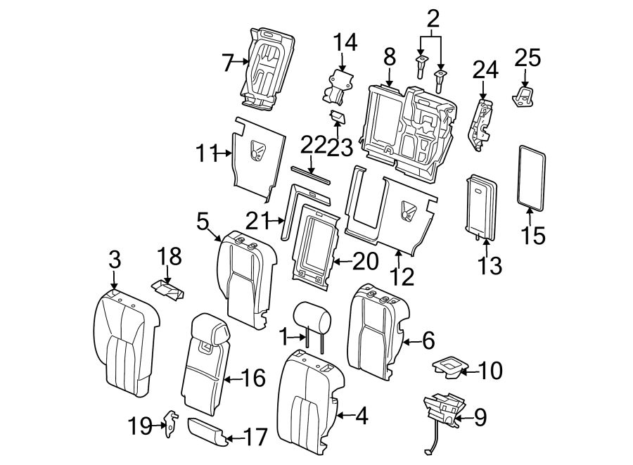 Diagram SEATS & TRACKS. REAR SEAT COMPONENTS. for your 2013 Land Rover Range Rover   