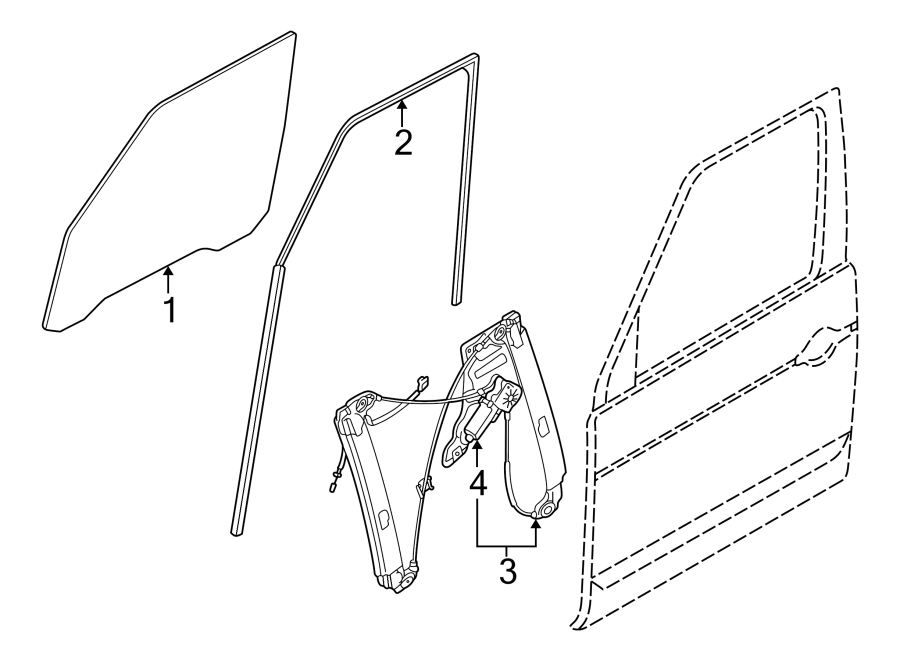 Diagram FRONT DOOR. GLASS & HARDWARE. for your 2006 Land Rover Range Rover 4.2L V8 A/T 4WD Supercharged Sport Utility 