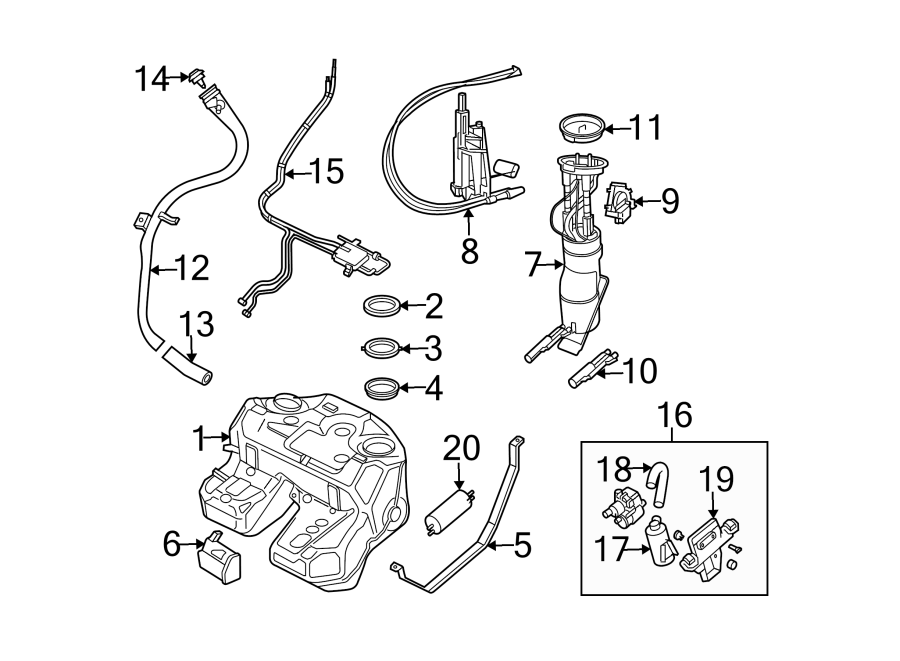 Diagram FUEL SYSTEM COMPONENTS. for your Land Rover Range Rover  