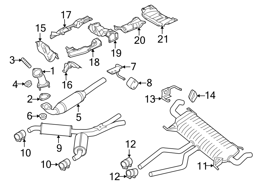 Diagram EXHAUST SYSTEM. EXHAUST COMPONENTS. for your 2014 Land Rover Range Rover Sport  Autobiography Sport Utility 