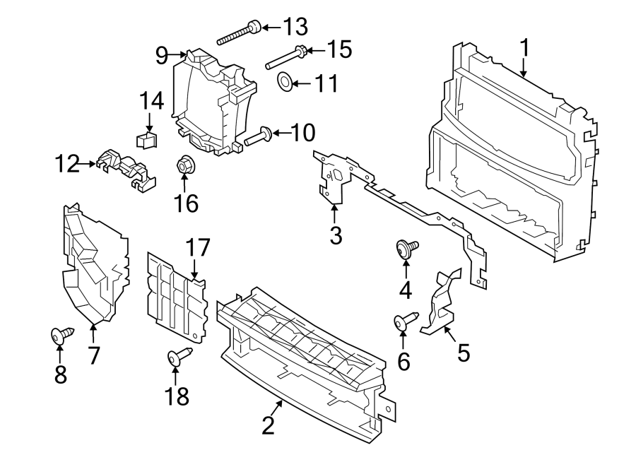 Diagram RADIATOR SUPPORT. AIR DEFLECTOR. for your 2016 Land Rover Range Rover   