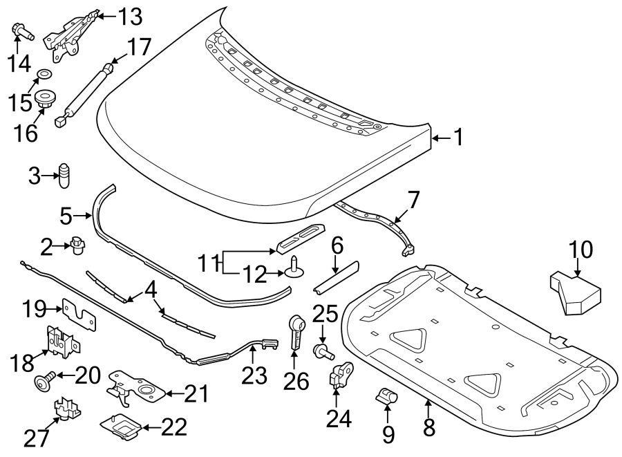 Diagram HOOD & COMPONENTS. for your Land Rover