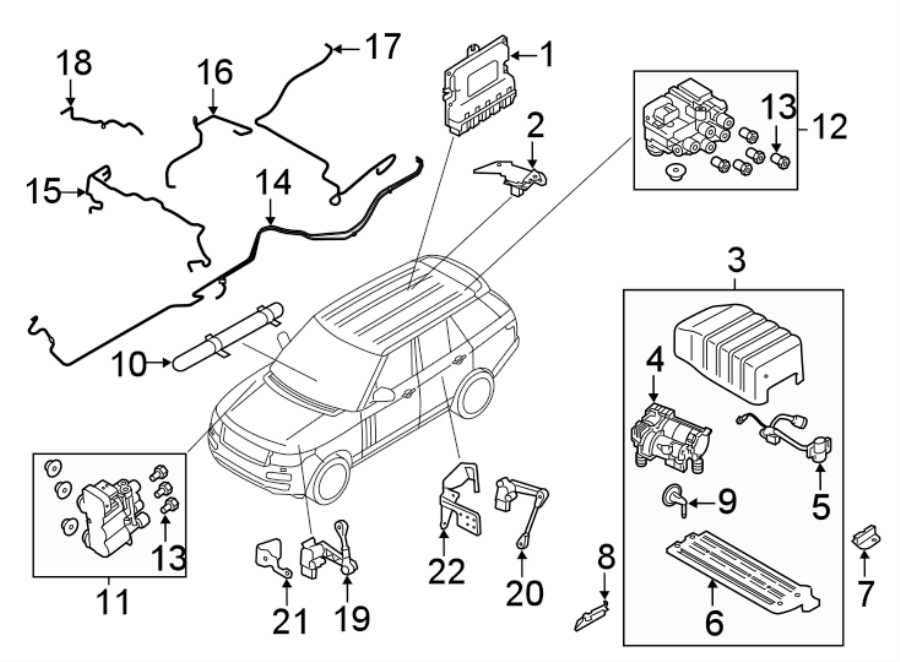 Diagram RIDE CONTROL COMPONENTS. for your 2024 Land Rover Range Rover Velar   