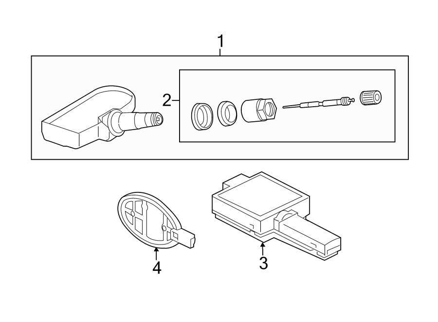 Diagram TIRE PRESSURE MONITOR COMPONENTS. for your Land Rover Range Rover  