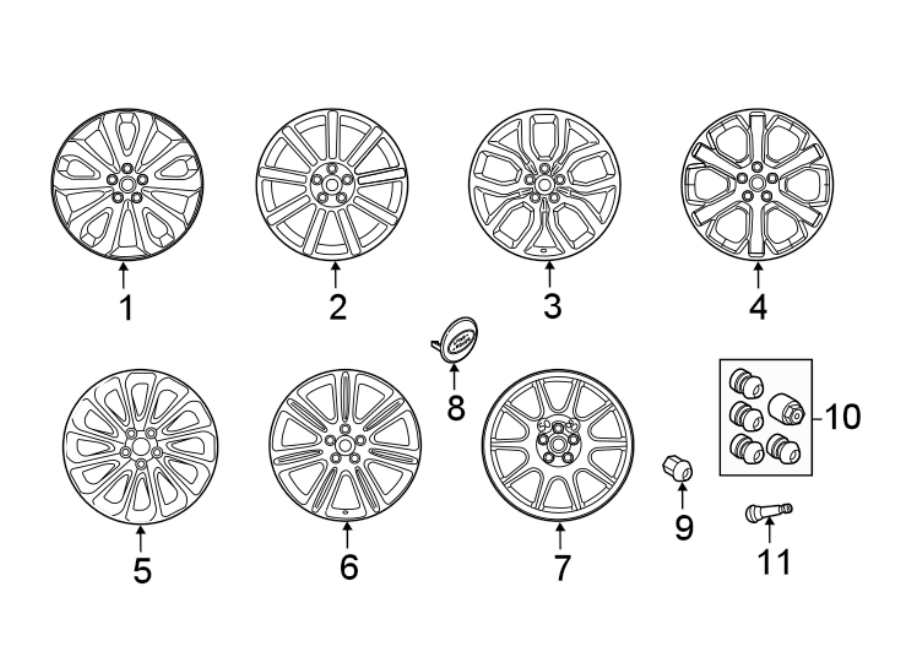 Diagram WHEELS. for your 2023 Land Rover Range Rover 3.0L 6 cylinder PLUG-IN HYBRID EV-GAS (PHEV) A/T SE Sport Utility 