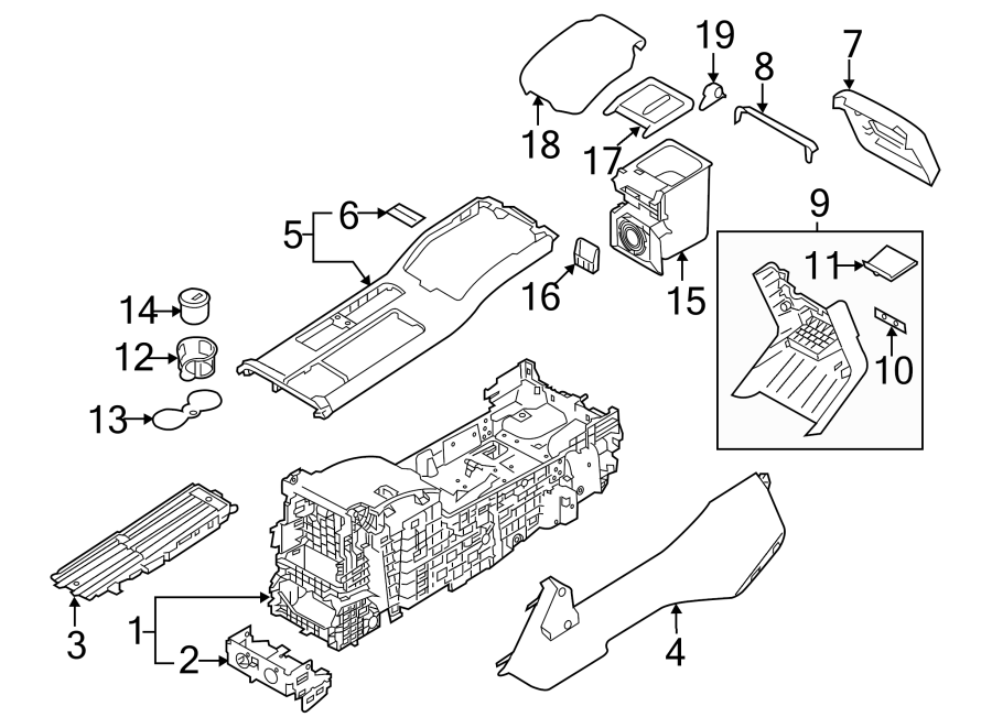 Diagram FRONT CONSOLE. for your 2016 Land Rover Range Rover   