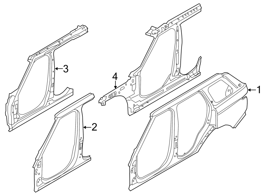 Diagram PILLARS. ROCKER & FLOOR. UNISIDE. for your 2021 Land Rover Defender 110   