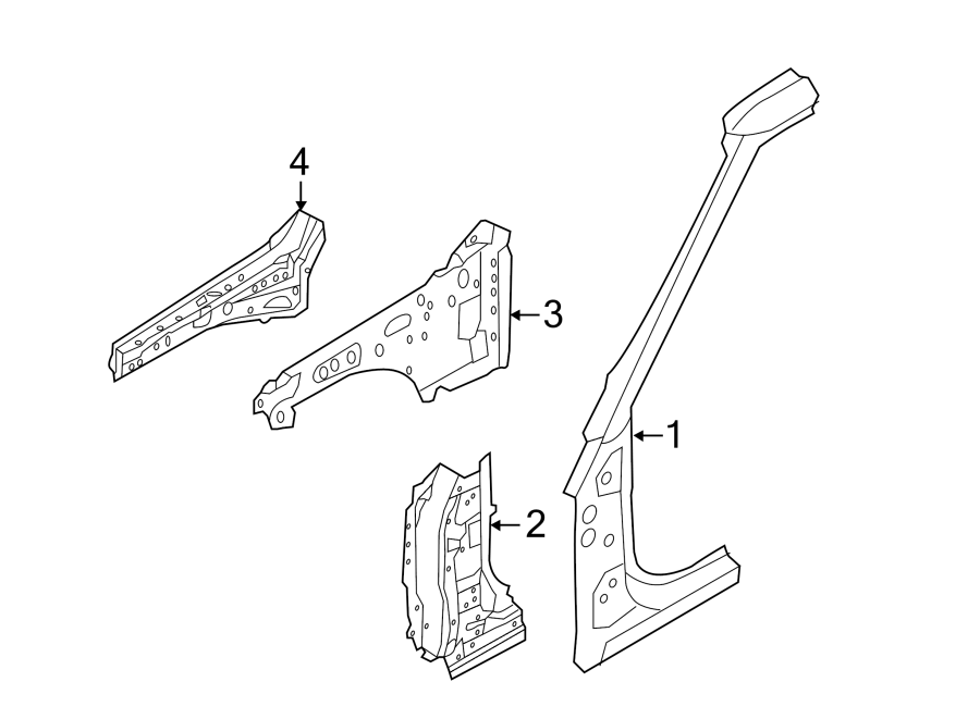 Diagram PILLARS. ROCKER & FLOOR. HINGE PILLAR. for your 2022 Land Rover Defender 90   