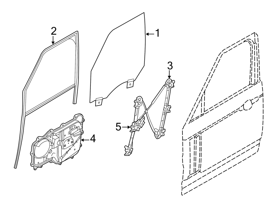 Diagram FRONT DOOR. GLASS & HARDWARE. for your 1995 Land Rover