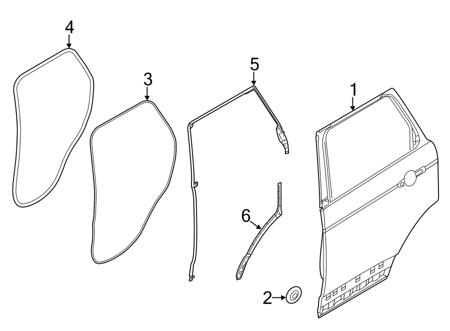 Diagram REAR DOOR. DOOR & COMPONENTS. for your 2023 Land Rover Defender 90   