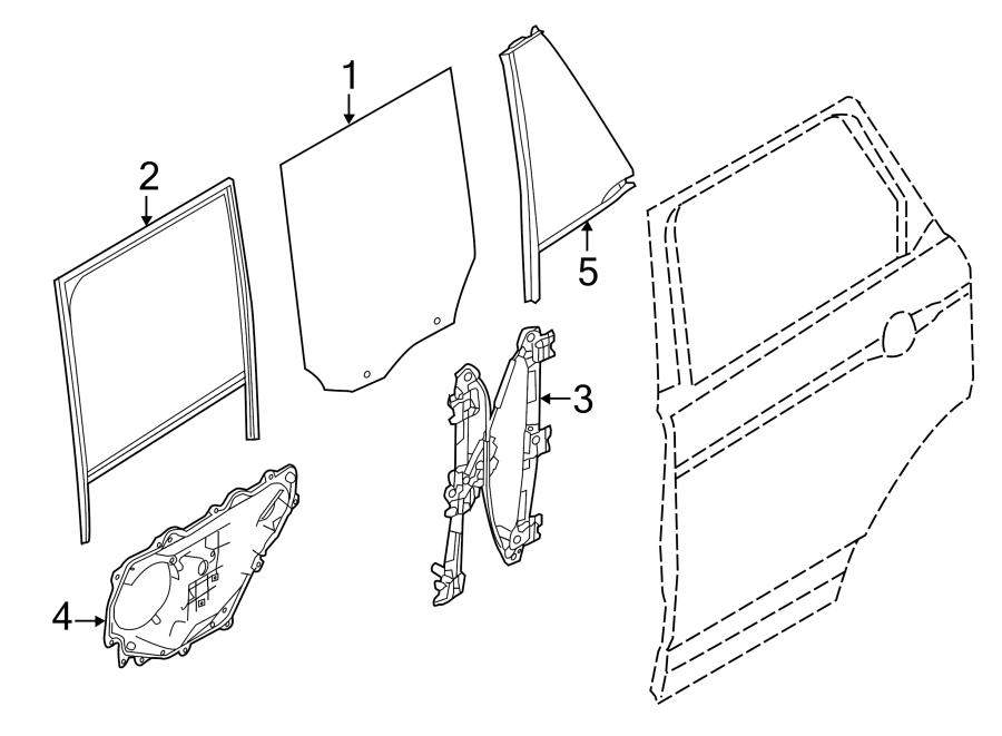 Diagram REAR DOOR. GLASS & HARDWARE. for your 2022 Land Rover Defender 110   