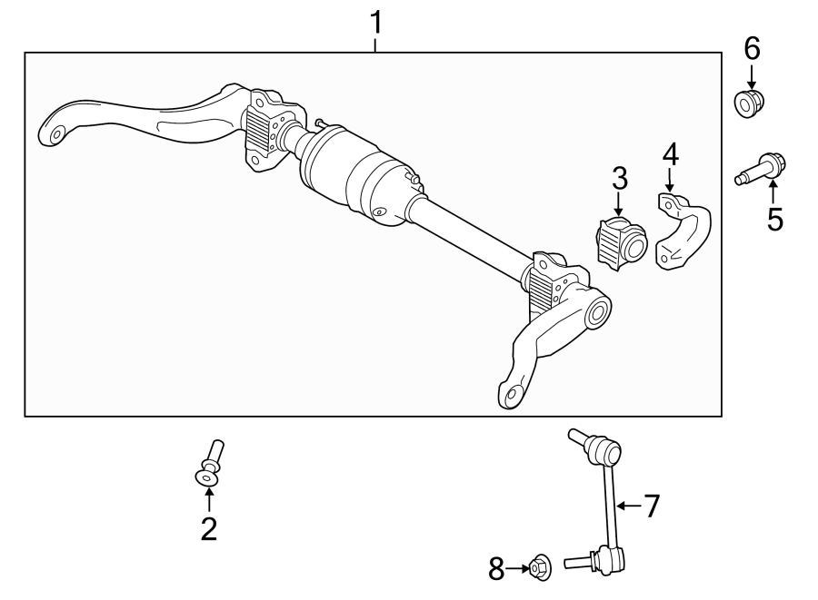 Diagram REAR SUSPENSION. STABILIZER BAR & COMPONENTS. for your 2023 Land Rover Defender 110 2.0L Ingenium A/T S Sport Utility 