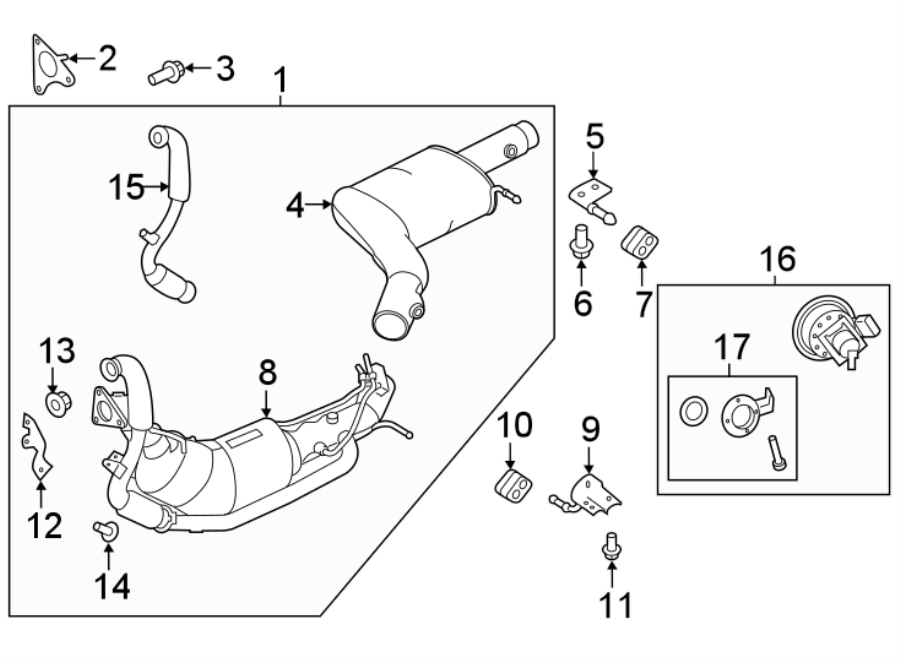 Diagram EXHAUST SYSTEM. EXHAUST COMPONENTS. for your 2023 Land Rover Range Rover Velar   