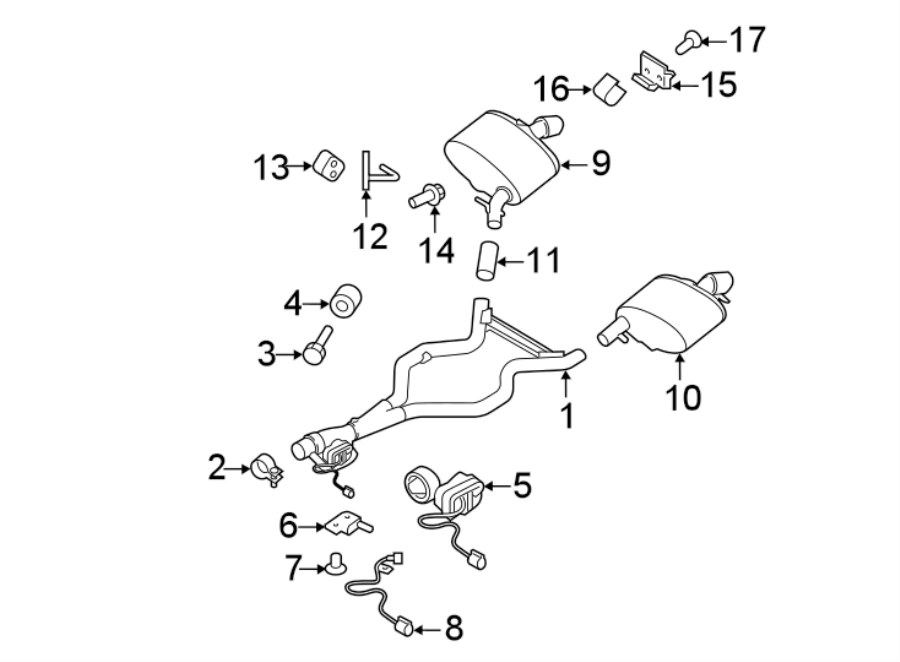 Diagram EXHAUST SYSTEM. EXHAUST COMPONENTS. for your 2018 Land Rover Range Rover Velar  SE Sport Utility 