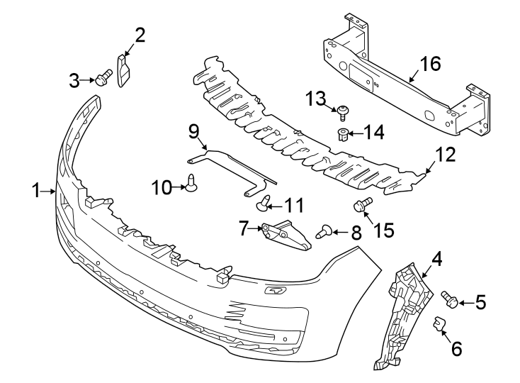 Diagram Front bumper. Bumper & components. for your 2021 Land Rover Range Rover   