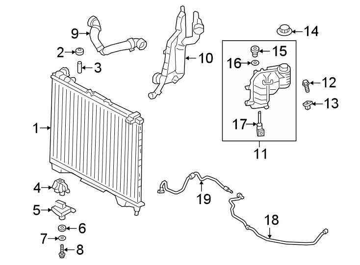 Diagram Radiator & components. for your 2018 Land Rover Range Rover Velar   