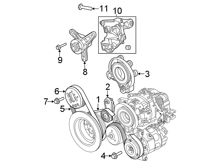 Diagram Belts & pulleys. for your 2024 Land Rover Range Rover Velar   