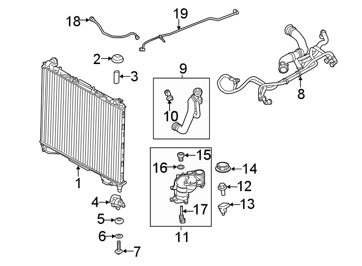 Diagram Radiator & components. for your 2022 Land Rover Range Rover  SV Autobiography Dynamic Black Edition Sport Utility 