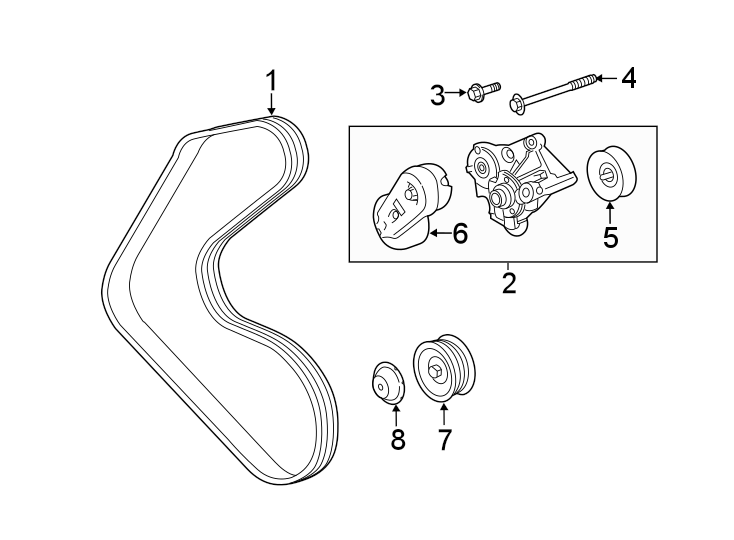 Diagram Belts & pulleys. for your 2021 Land Rover Range Rover  Westminster Edition Sport Utility 