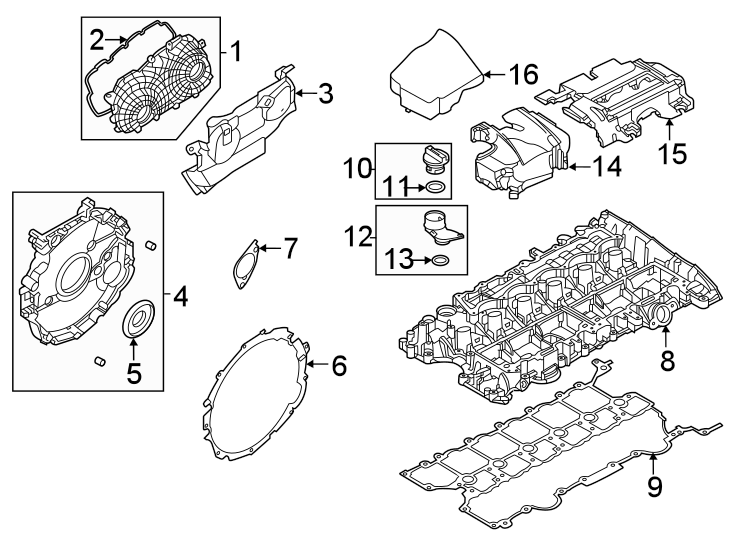 Diagram Valve & timing covers. for your 2020 Land Rover Range Rover  Base Sport Utility 