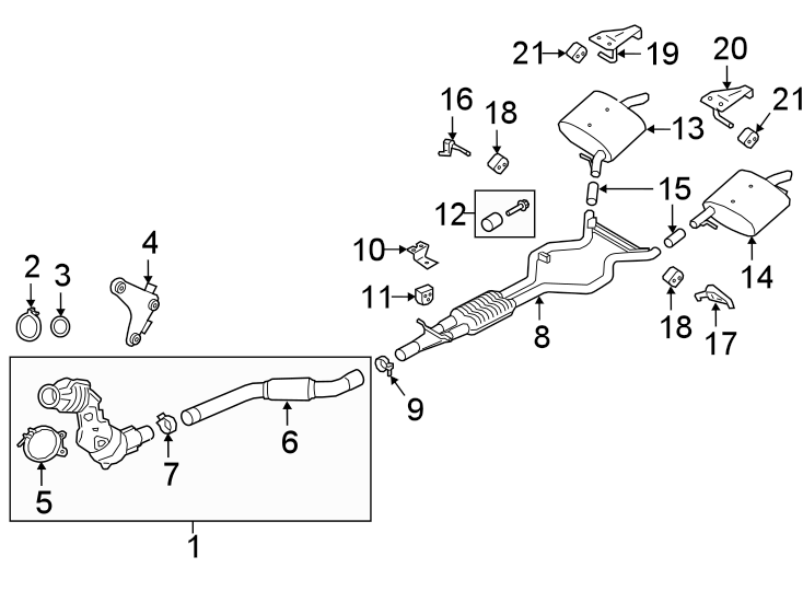 Diagram Exhaust system. Exhaust components. for your 2020 Land Rover Range Rover Sport  HSE Dynamic Sport Utility 