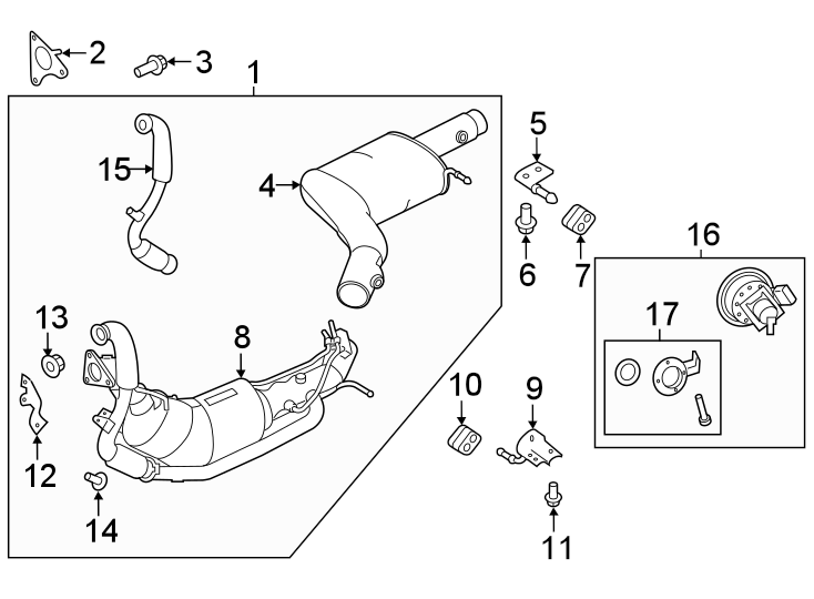 Diagram Exhaust system. Exhaust components. for your 2024 Land Rover Range Rover Velar   