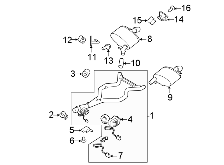 Diagram Exhaust system. Exhaust components. for your 2023 Land Rover Range Rover Velar  HST Sport Utility 