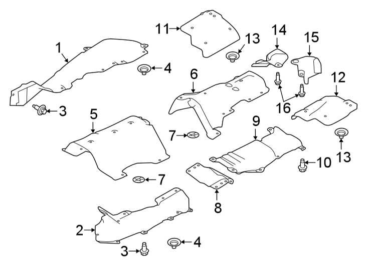 Diagram Exhaust system. Heat shields. for your 2023 Land Rover Range Rover Velar   